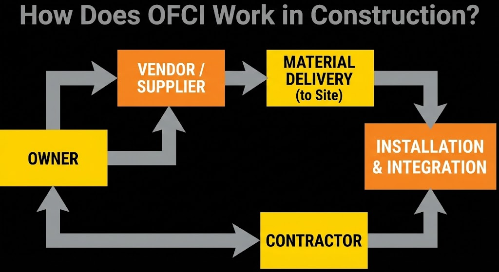 How Does OFCI Work in Construction?
This process flow diagram visualizes the core concept of OFCI, clearly showing the split responsibilities between the Owner and the Contractor.